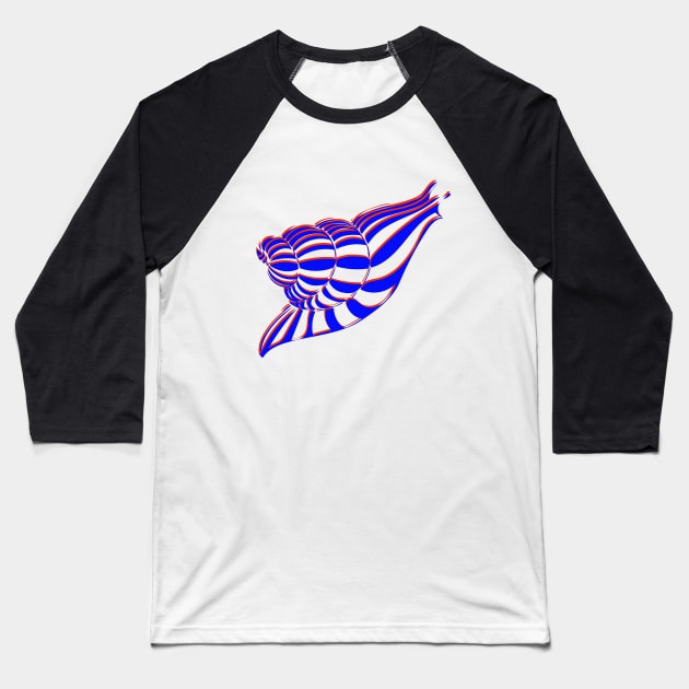 3D Red and Blue Swirl Snail Baseball T-Shirt by RJKpoyp